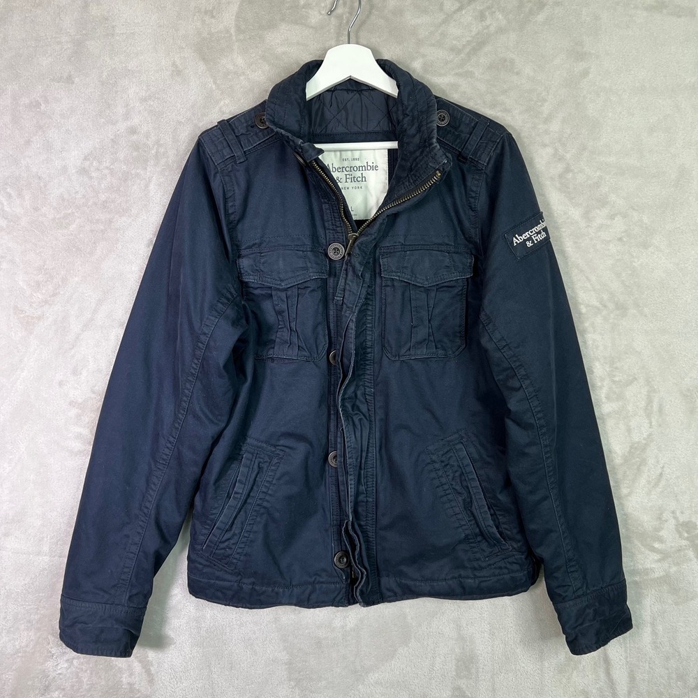 vtg ABERCROMBIE & FITCH twill military‎ field paratrooper jacket LARGE y2k prep